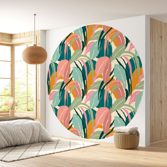 Round / Circle Wall Mural - Wallpaper - Floral pattern