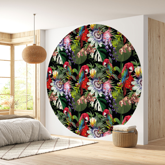 Round / Circle Wall Mural - Wallpaper - Floral pattern