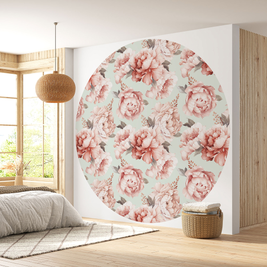 Round / Circle Wall Mural - Wallpaper - Floral pattern