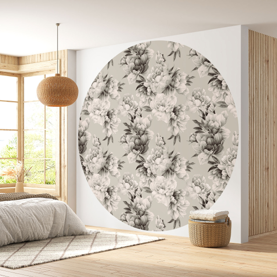 Round / Circle Wall Mural - Wallpaper - Floral pattern