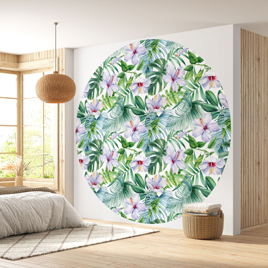 Round / Circle Wall Mural - Wallpaper - Floral pattern