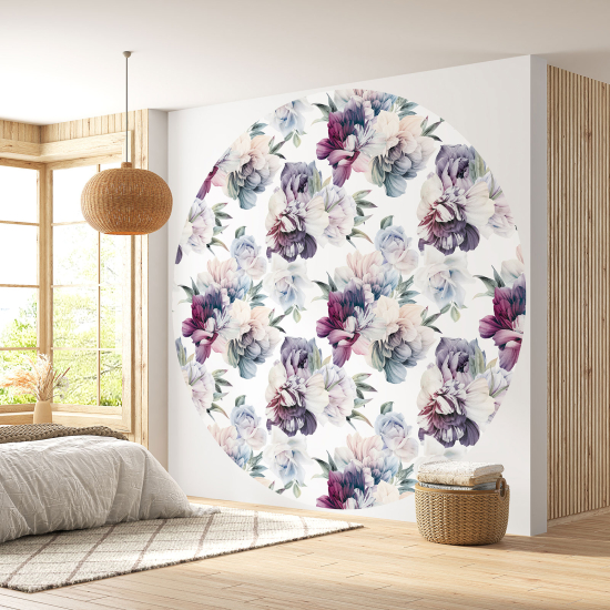 Round / Circle Wall Mural - Wallpaper - Floral pattern