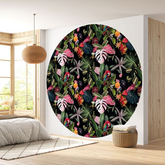 Round / Circle Wall Mural - Wallpaper - Floral pattern