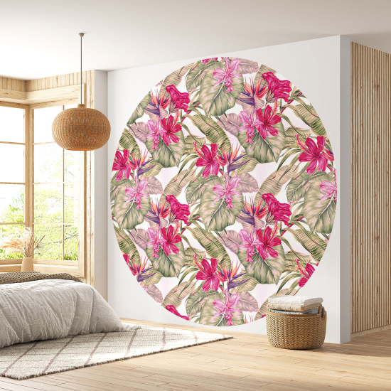 Round / Circle Wall Mural - Wallpaper - Floral pattern