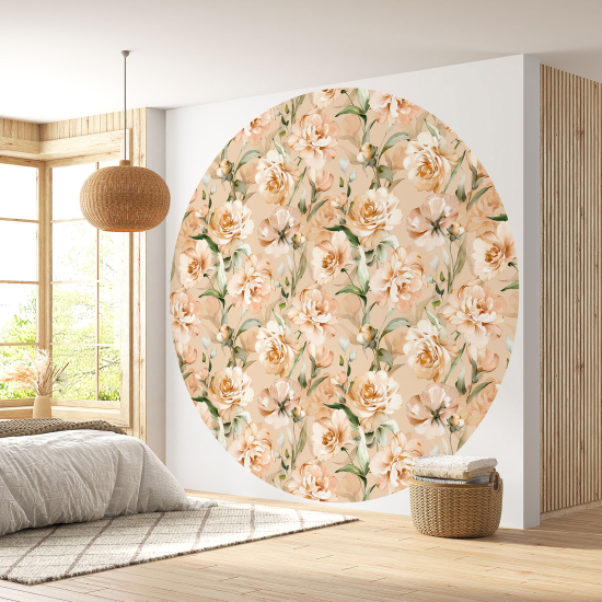 Round / Circle Wall Mural - Wallpaper - Floral pattern