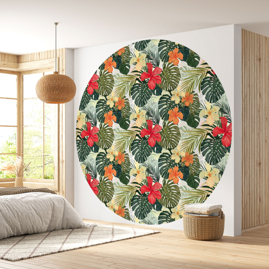 Round / Circle Wall Mural - Wallpaper - Floral pattern