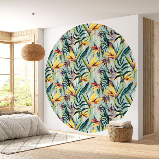 Round / Circle Wall Mural - Wallpaper - Floral pattern