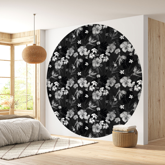 Round / Circle Wall Mural - Wallpaper - Floral pattern