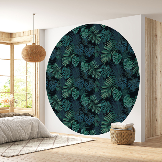 Round / Circle Wall Mural - Wallpaper - Floral pattern