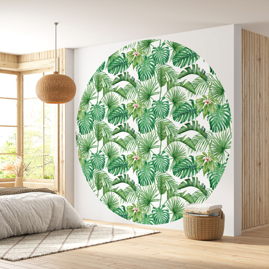 Round / Circle Wall Mural - Wallpaper - Floral pattern