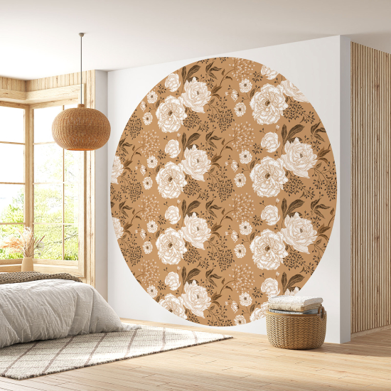 Round / Circle Wall Mural - Wallpaper - Floral pattern