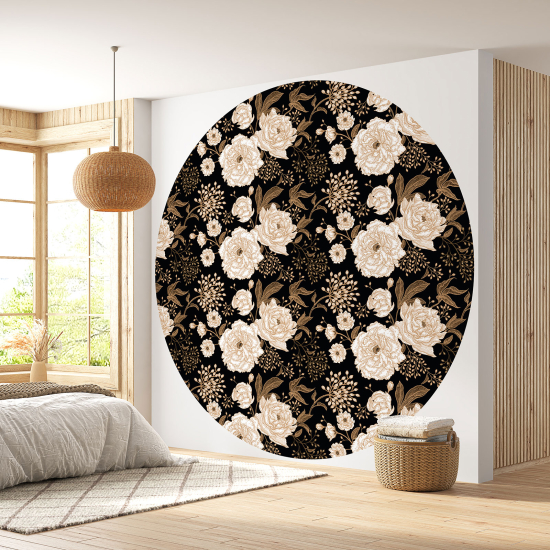 Round / Circle Wall Mural - Wallpaper - Floral pattern