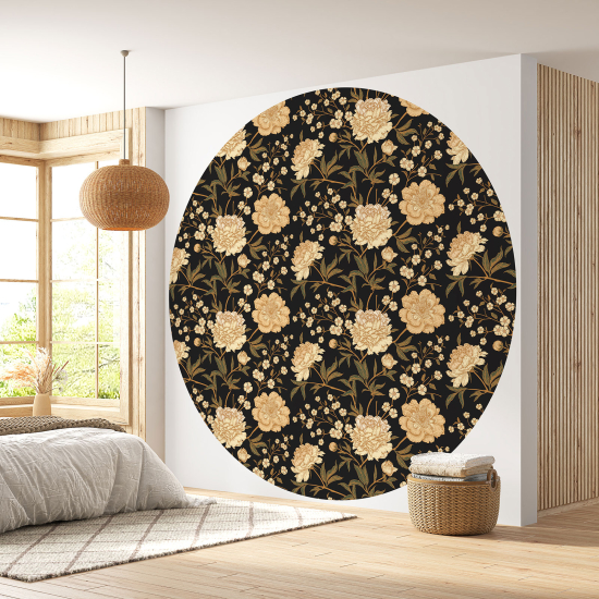 Round / Circle Wall Mural - Wallpaper - Floral pattern