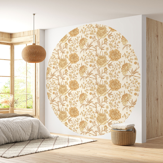 Round / Circle Wall Mural - Wallpaper - Floral pattern