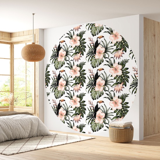 Round / Circle Wall Mural - Wallpaper - Floral pattern