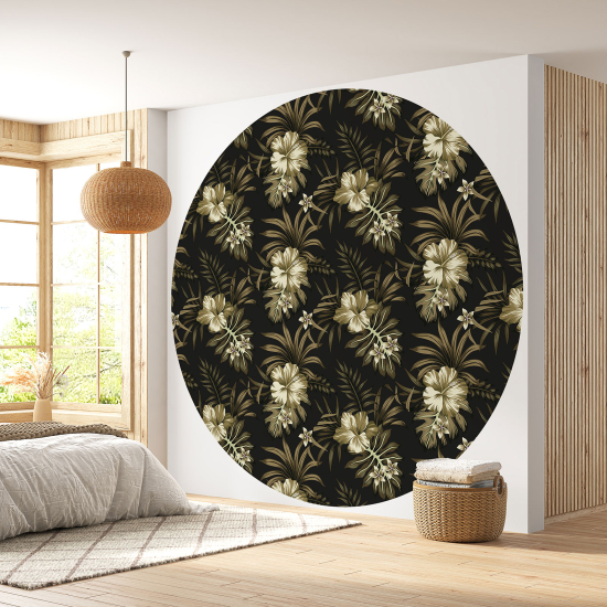 Round / Circle Wall Mural - Wallpaper - Floral pattern