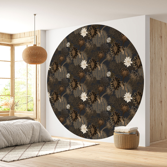 Round / Circle Wall Mural - Wallpaper - Floral pattern