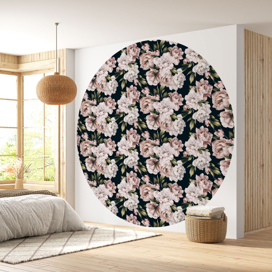 Round / Circle Wall Mural - Wallpaper - Floral pattern