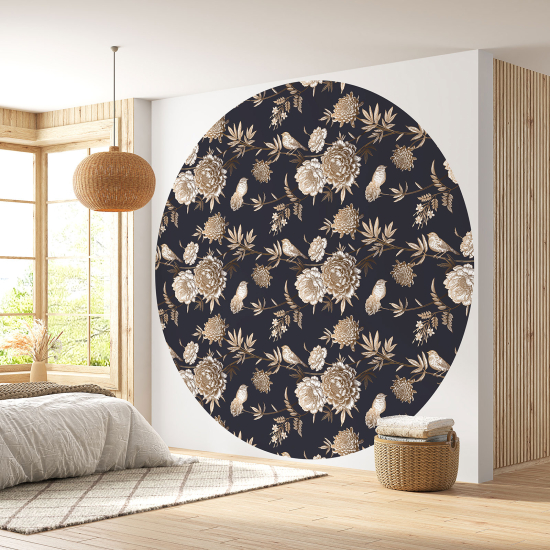 Round / Circle Wall Mural - Wallpaper - Floral pattern