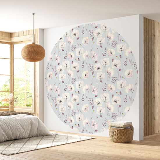 Round / Circle Wall Mural - Wallpaper - Floral pattern