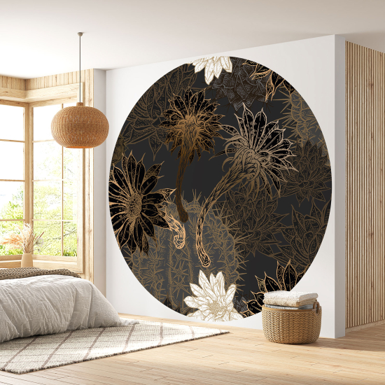 Round / Circle Wall Mural - Wallpaper - Floral pattern