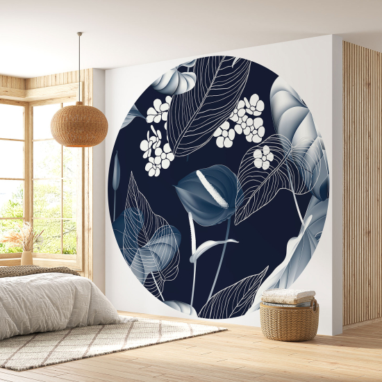 Round / Circle Wall Mural - Wallpaper - Floral pattern