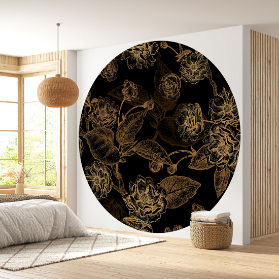 Round / Circle Wall Mural - Wallpaper - Floral pattern