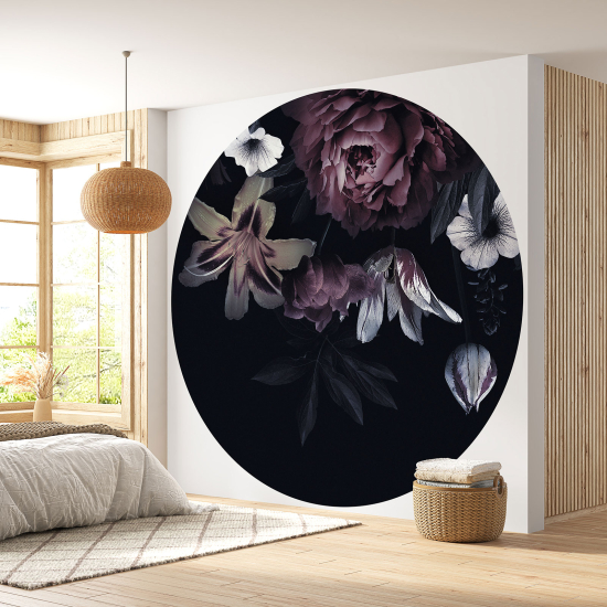 Round / Circle Wall Mural - Wallpaper - Floral pattern