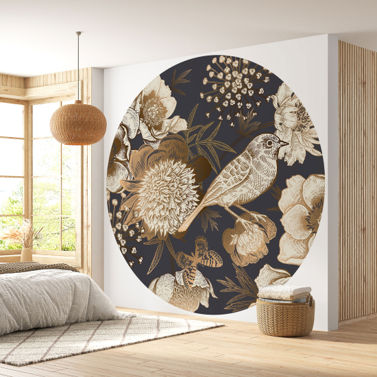 Round / Circle Wall Mural - Wallpaper - Floral pattern