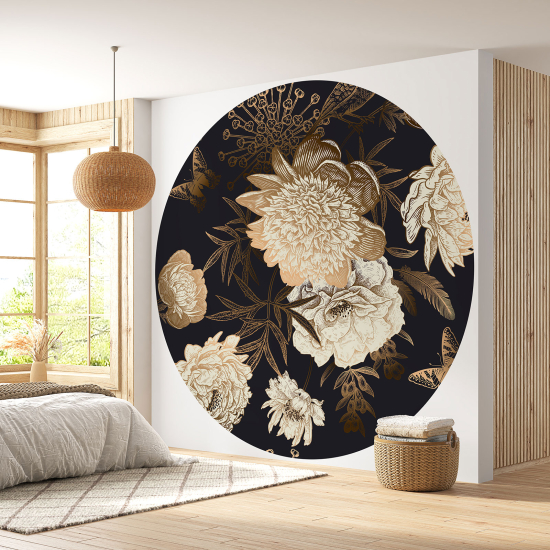 Round / Circle Wall Mural - Wallpaper - Floral pattern