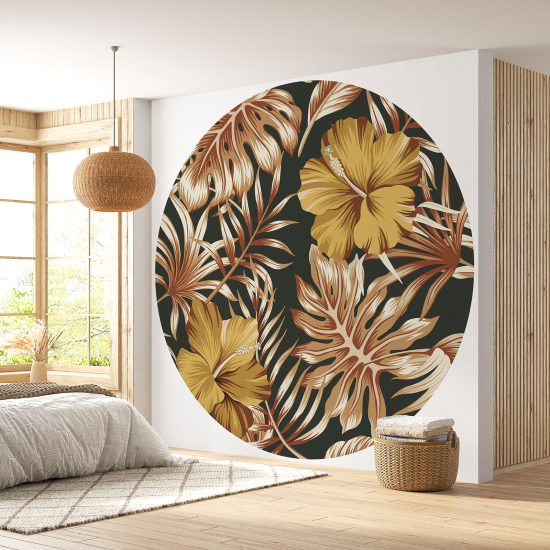 Round / Circle Wall Mural - Wallpaper - Floral pattern