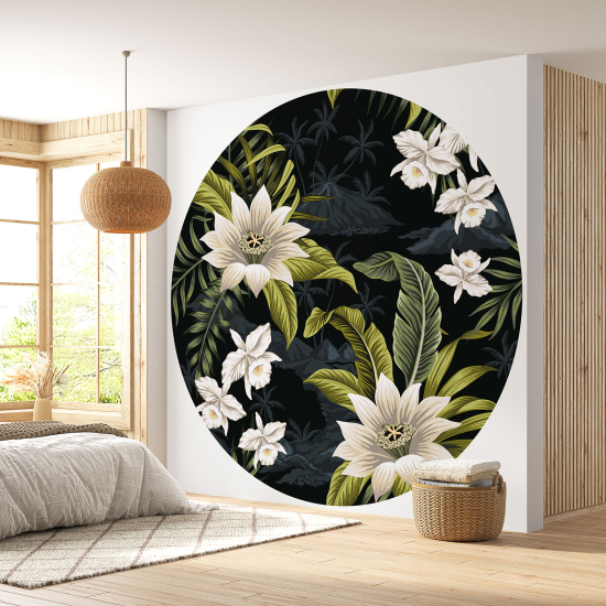 Round / Circle Wall Mural - Wallpaper - Floral pattern