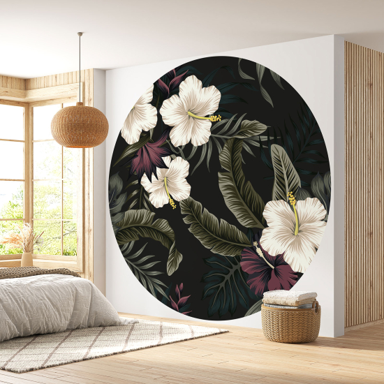 Round / Circle Wall Mural - Wallpaper - Floral pattern