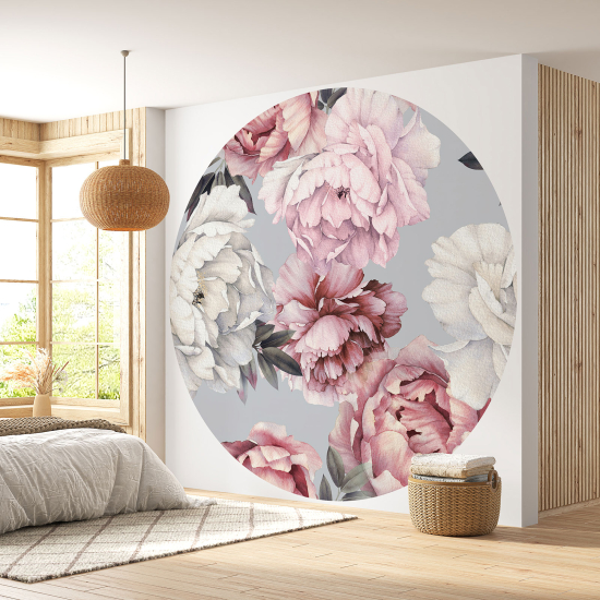 Round / Circle Wall Mural - Wallpaper - Floral pattern