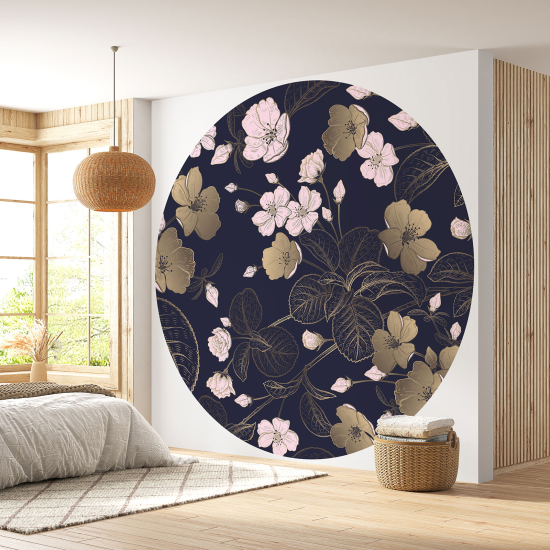 Round / Circle Wall Mural - Wallpaper - Floral pattern