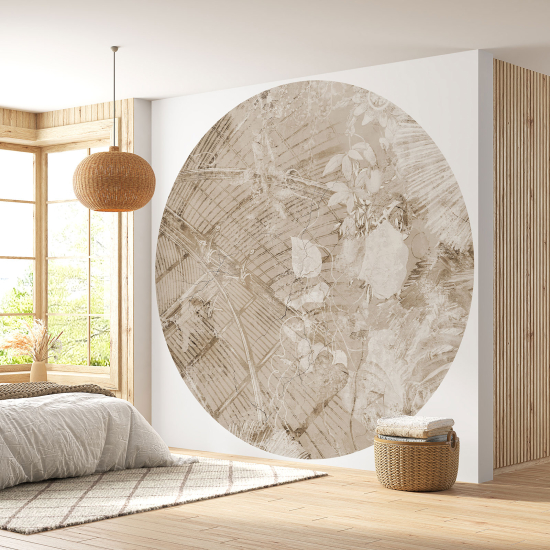 Round / Circle Wall Mural - Wallpaper - Floral pattern