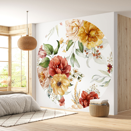 Round / Circle Wall Mural - Wallpaper - Floral pattern