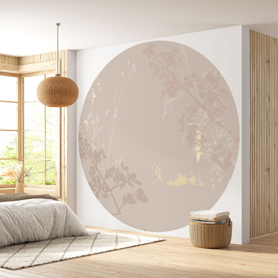 Round / Circle Wall Mural - Wallpaper - Floral pattern