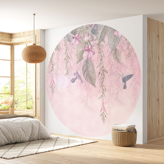 Round / Circle Wall Mural - Wallpaper - Floral pattern