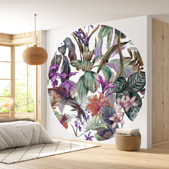 Round / Circle Wall Mural - Wallpaper - Floral pattern