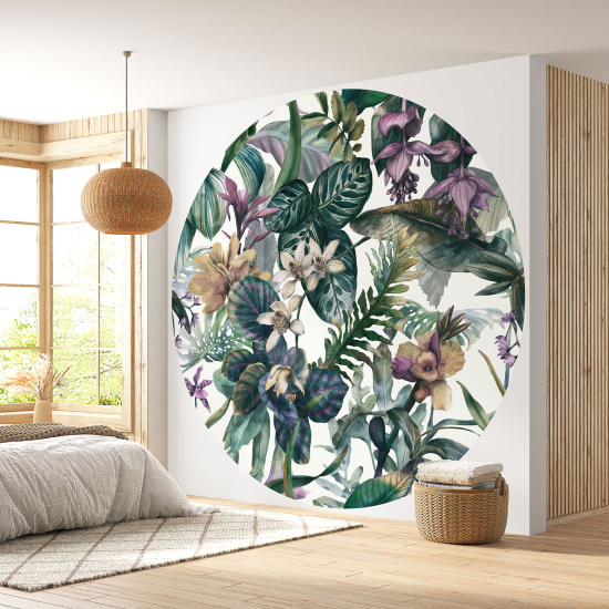 Round / Circle Wall Mural - Wallpaper - Floral pattern