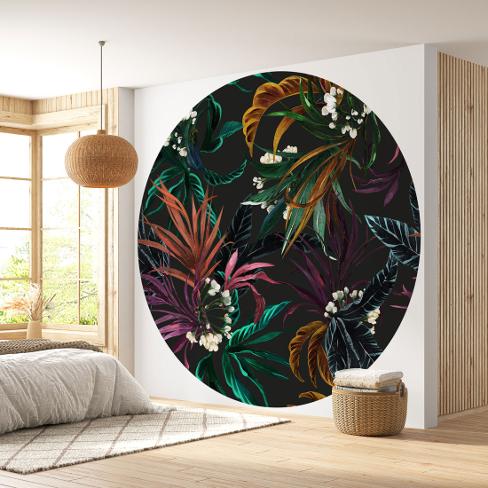 Round / Circle Wall Mural - Wallpaper - Floral pattern