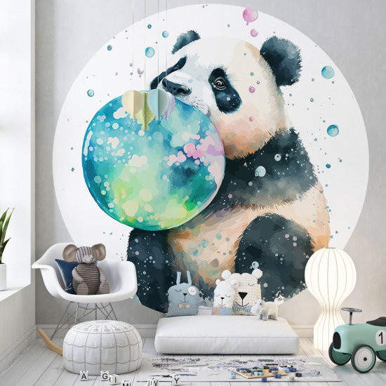 Round / Circle Wall Mural - Wallpaper for Kids - Panda