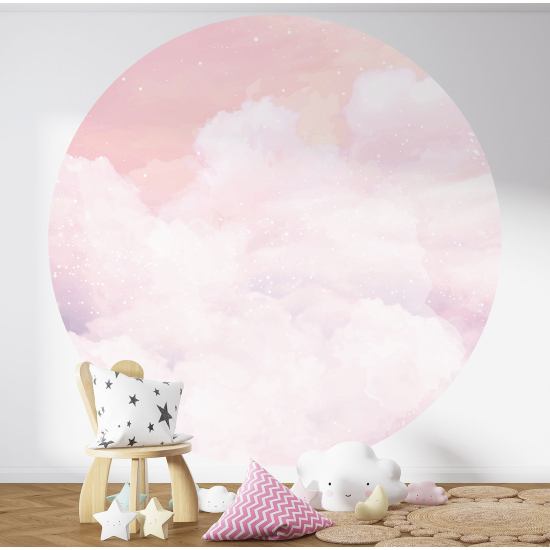 Round / Circle Wall Mural - Wallpaper for Kids - Sky clouds