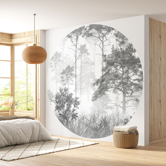 Round / Circle Wall Mural - Wallpaper - Forest