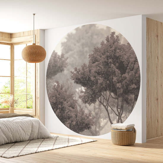 Round / Circle Wall Mural - Wallpaper - Forest