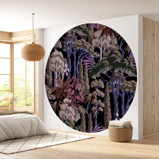 Round / Circle Wall Mural - Wallpaper - Forest