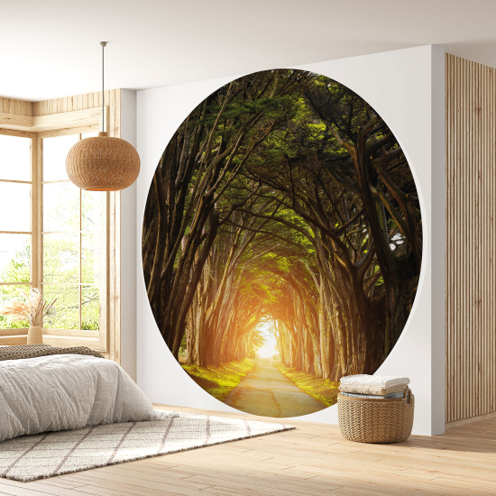 Round / Circle Wall Mural - Wallpaper - Forest path