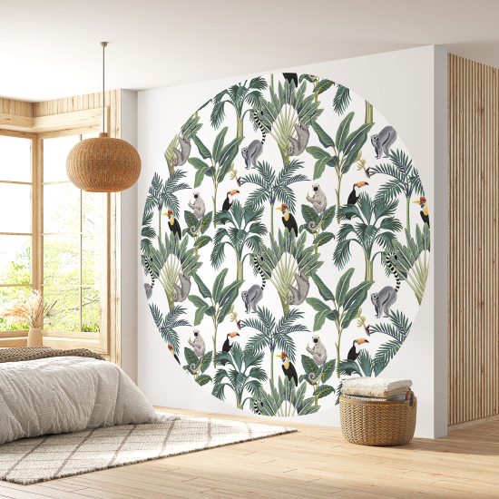 Round / Circle Wall Mural - Wallpaper - Jungle