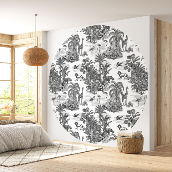 Round / Circle Wall Mural - Wallpaper - Jungle